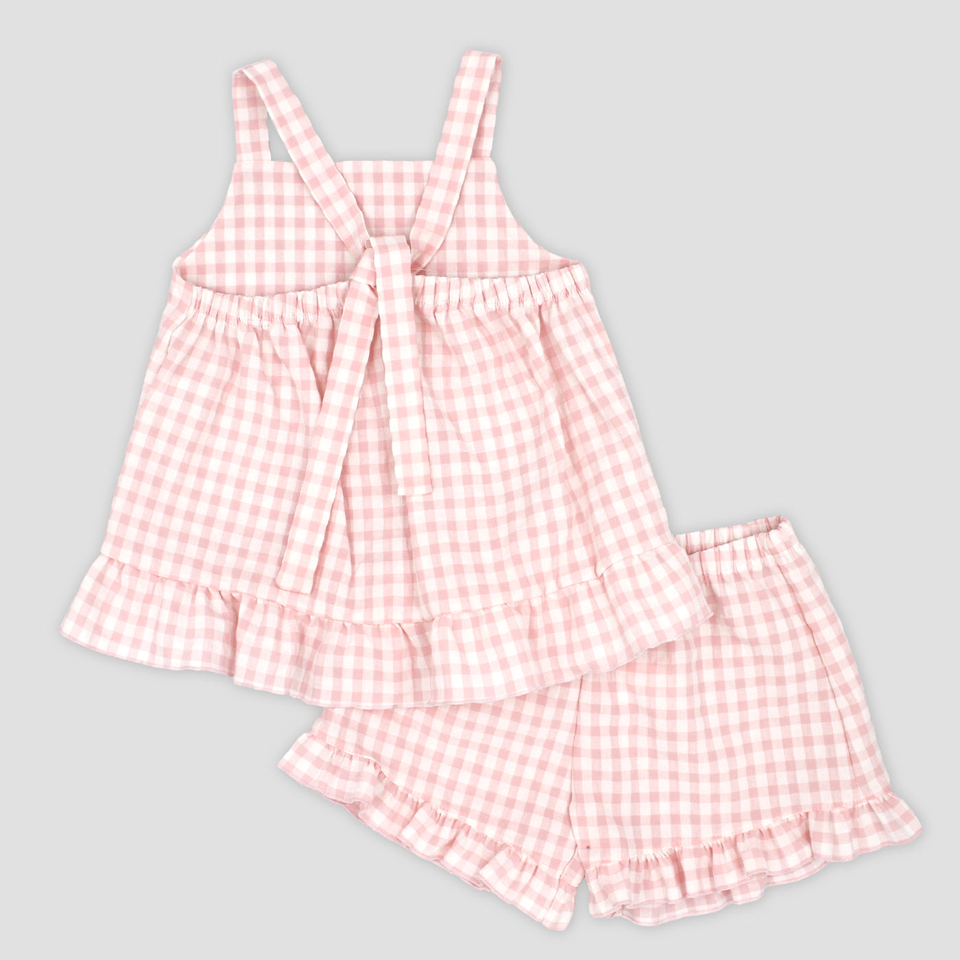 Girls Pink Gingham Top & Shorts Set By Rapife