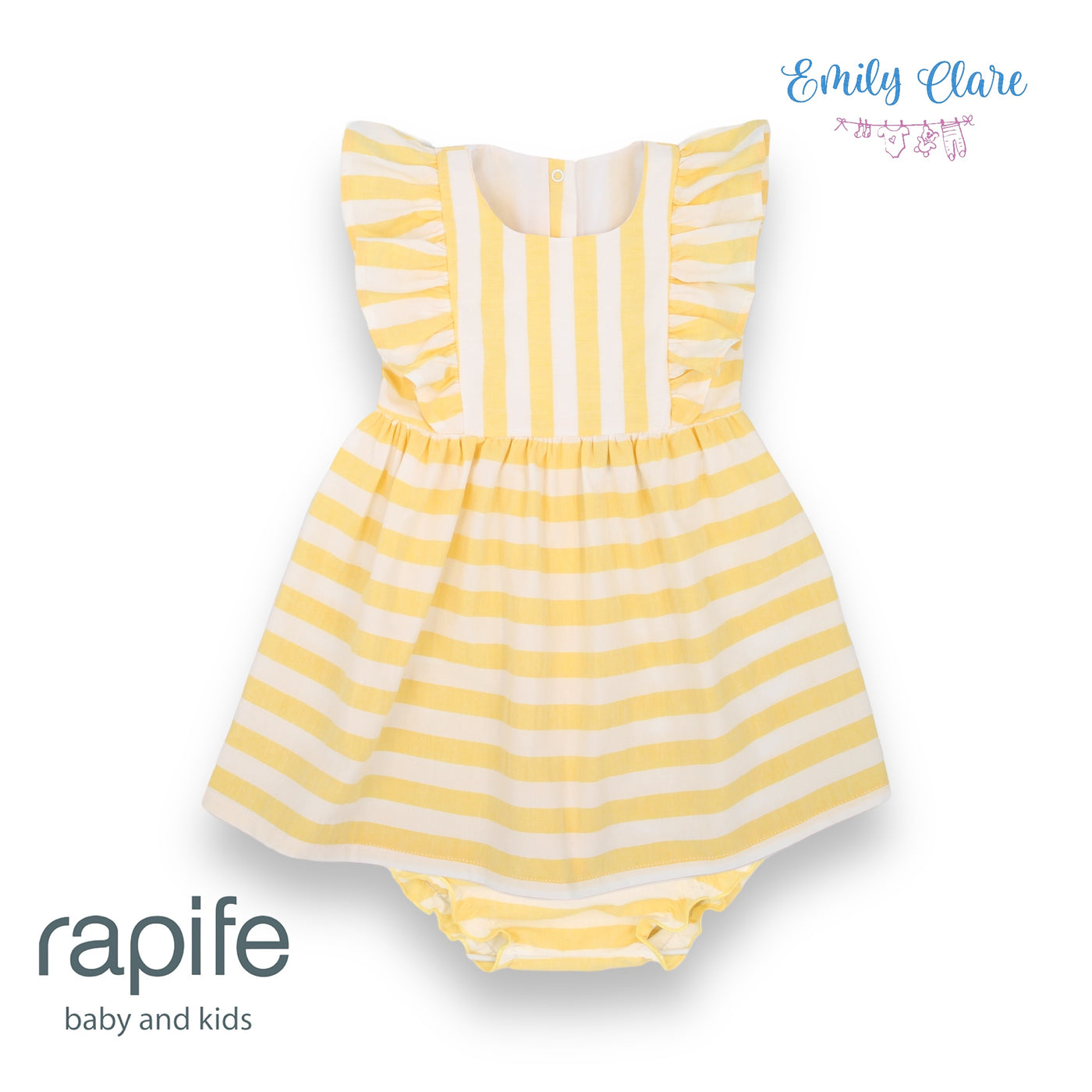 Girls White & Yellow Dress & Bloomers By Rapife