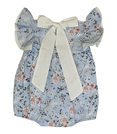 Girls Blue Floral Romper By Puro Mimo