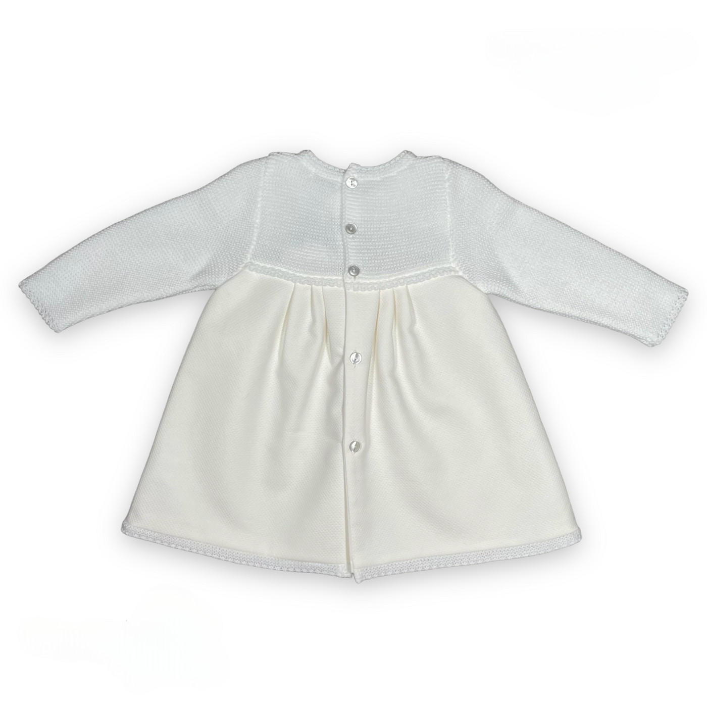 Girls Ivory Half-Knitted Dress and Matching Bonnet by Mebi