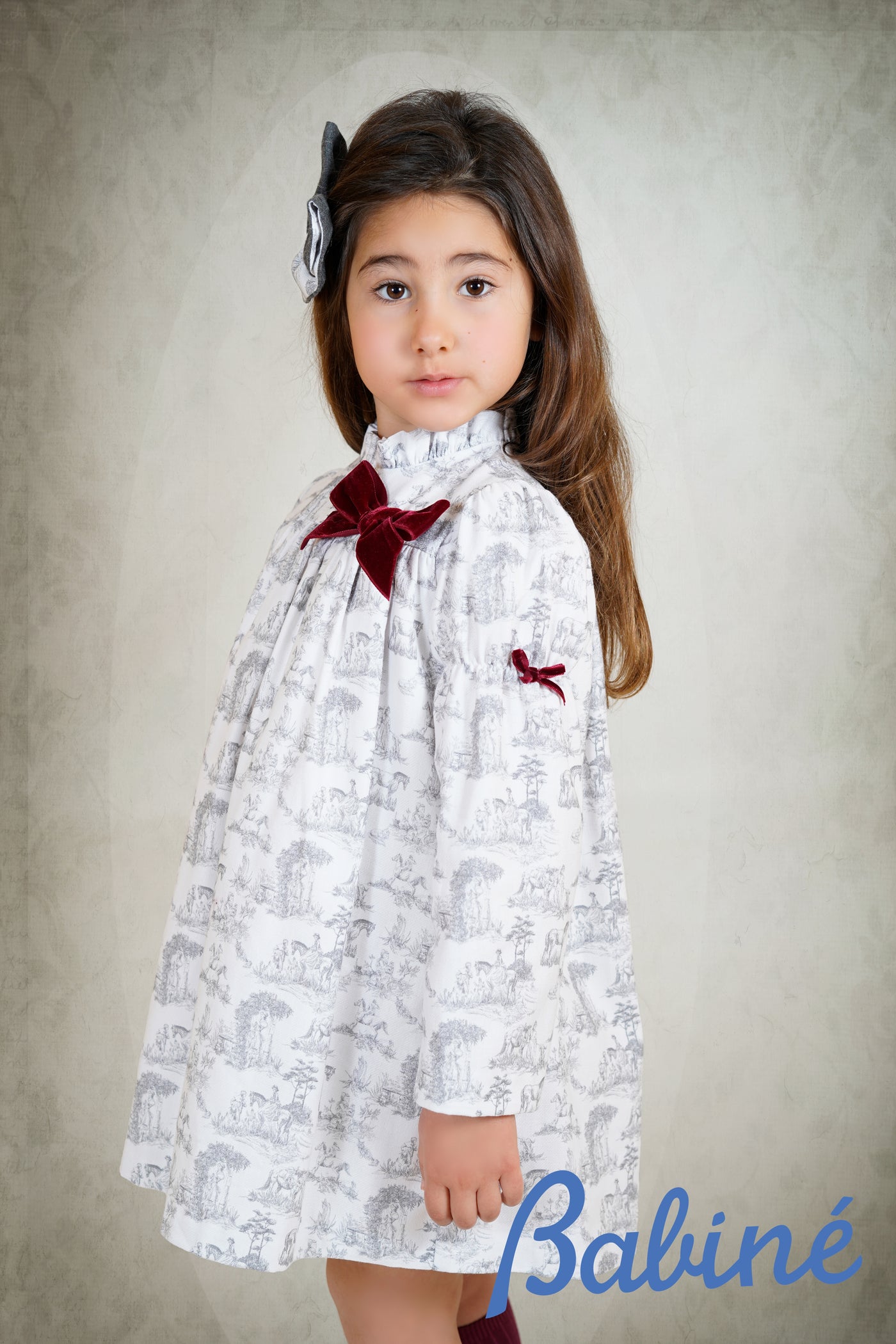 PRE-ORDER Girls Grey & White Ruffle Dress By Babine