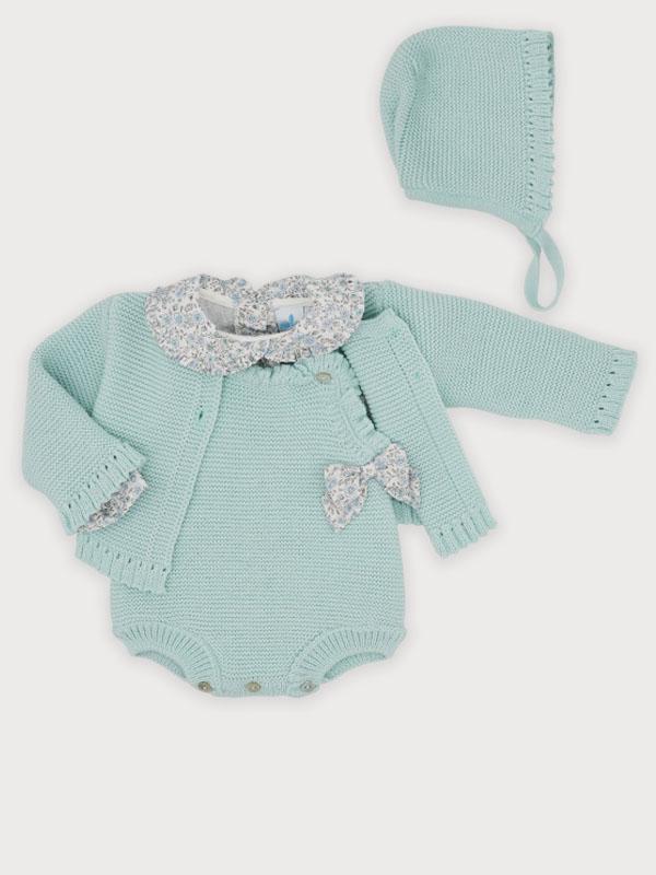 Mint Green 4 Piece Romper, Jacket, Top & Hat Set By Sardon