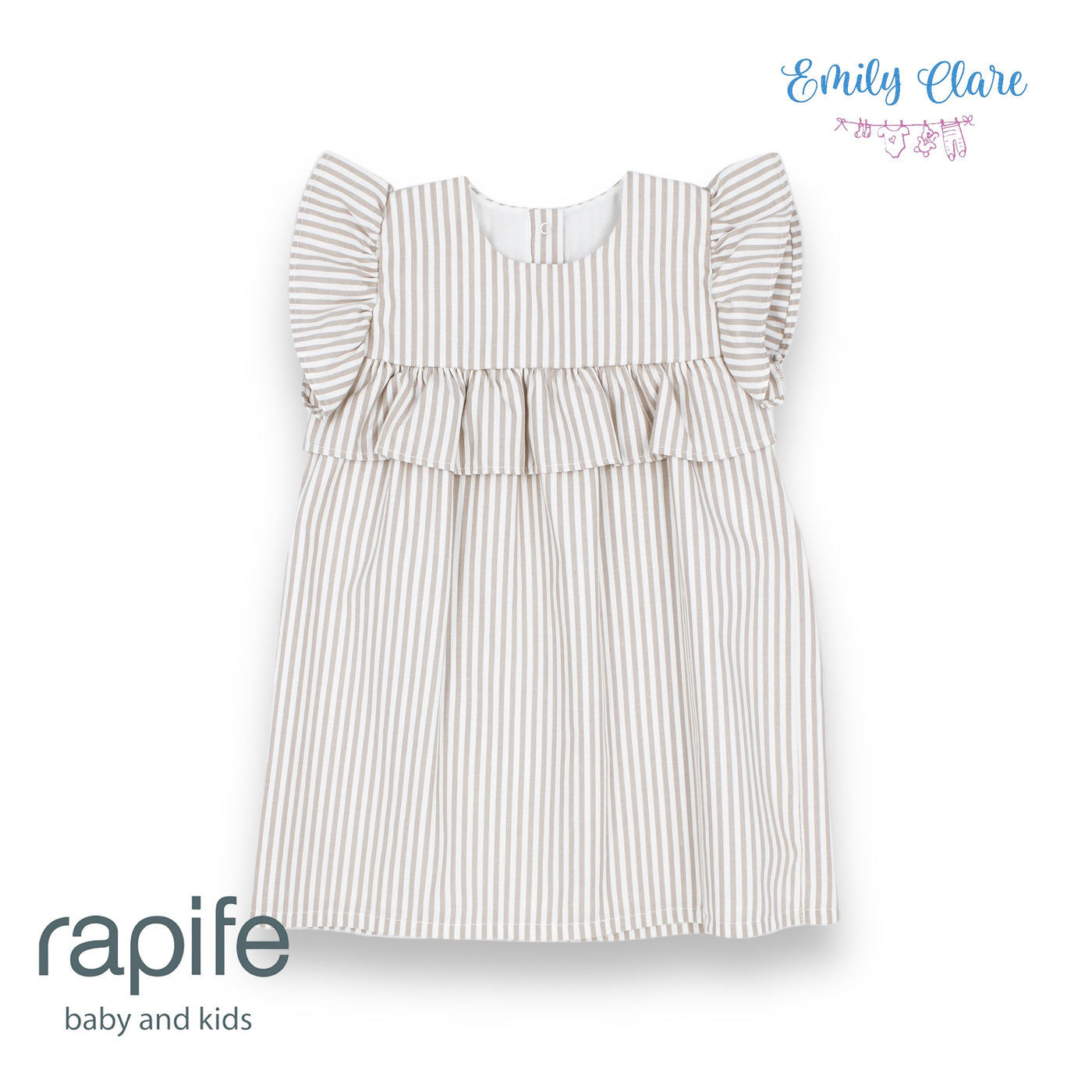 Girls Camel Striped Dress By Rapife