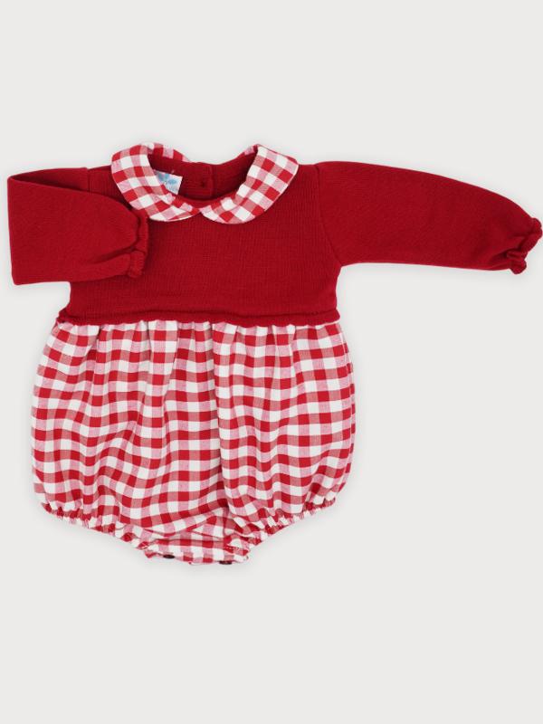 Cherry Red Knitted Romper by Sardon