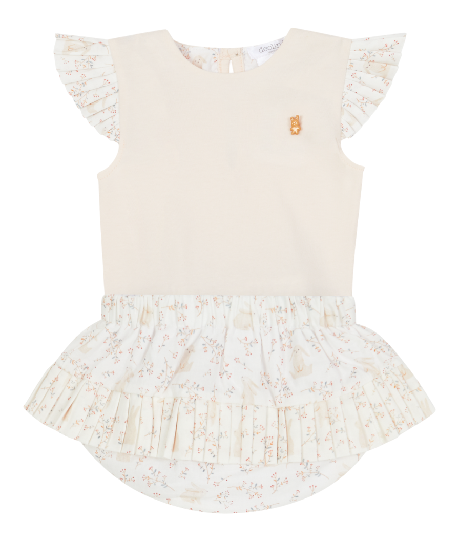 Girls Peach Top & Bunnies Print Bloomers By Deolinda