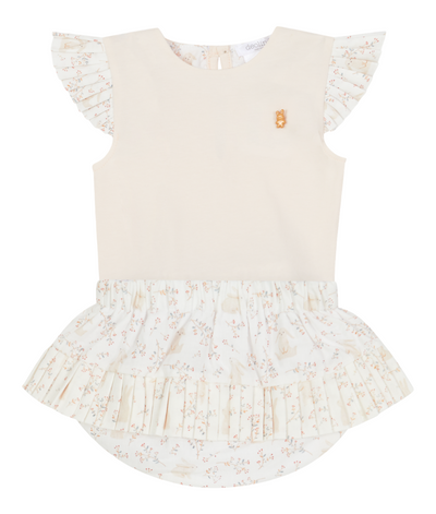 Girls Peach Top & Bunnies Print Bloomers By Deolinda