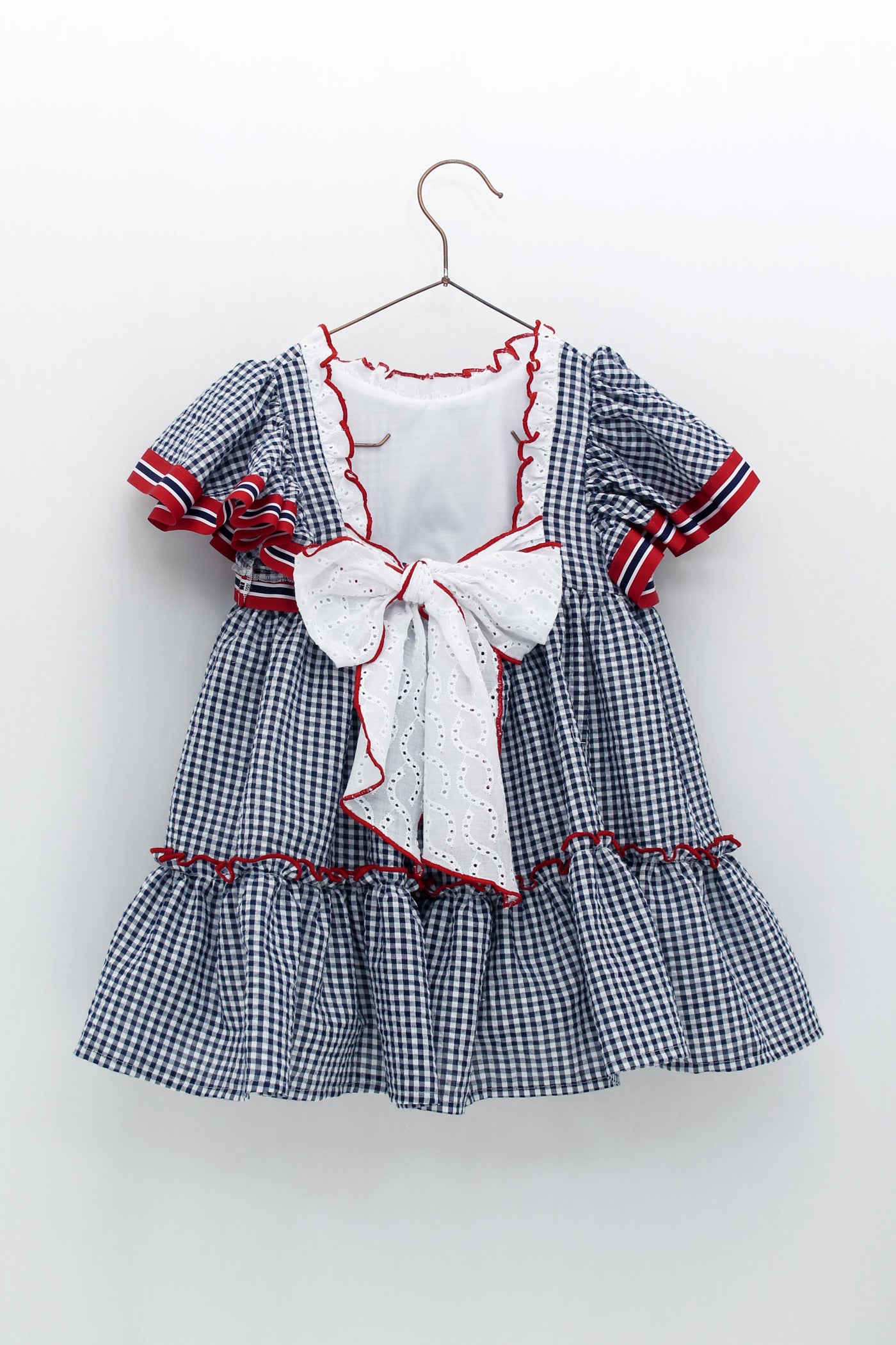 Girls Navy Gingham Dress By Foque