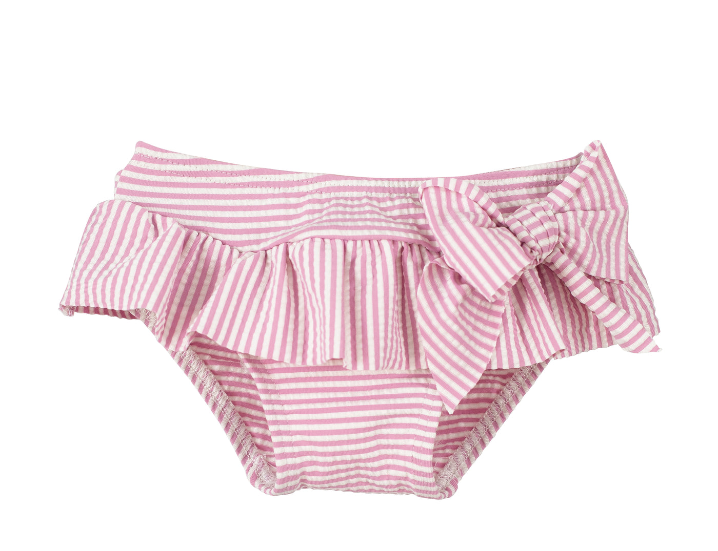 Girls Pink Striped Anchor Print Swimwear