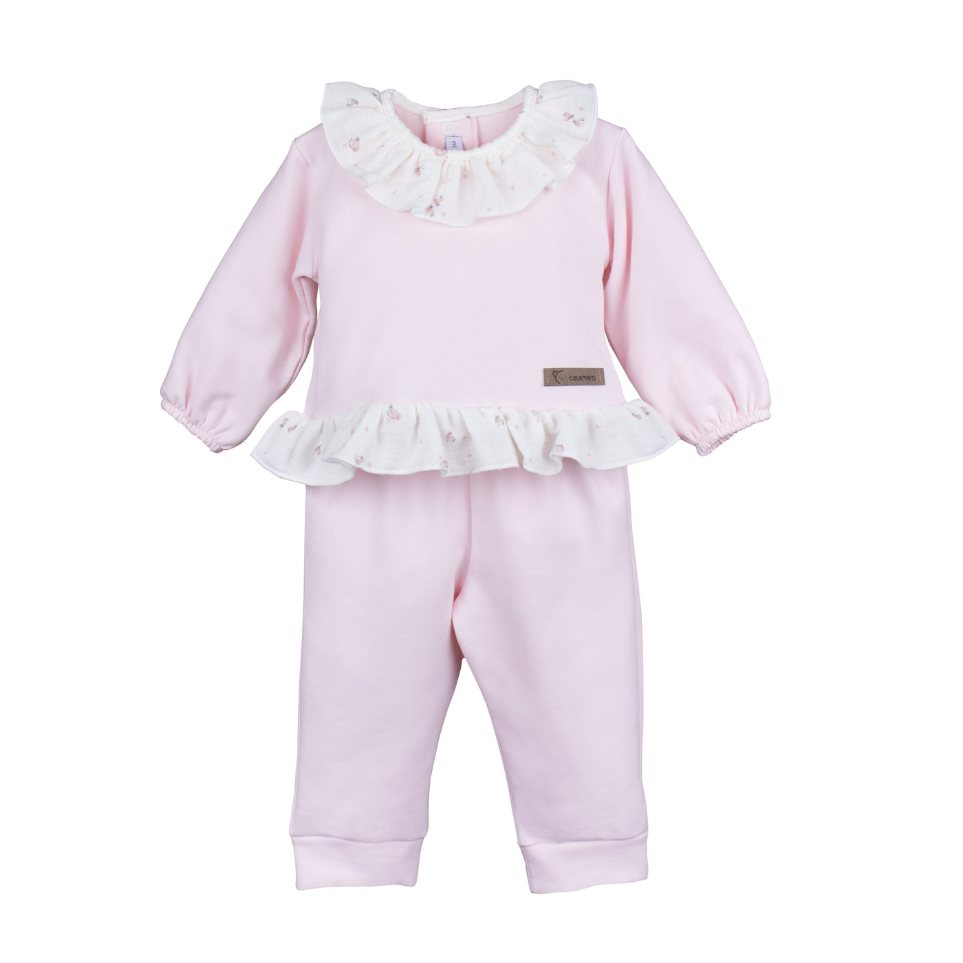 Girls Pink Tracksuit With Little Bird Print By Calamaro