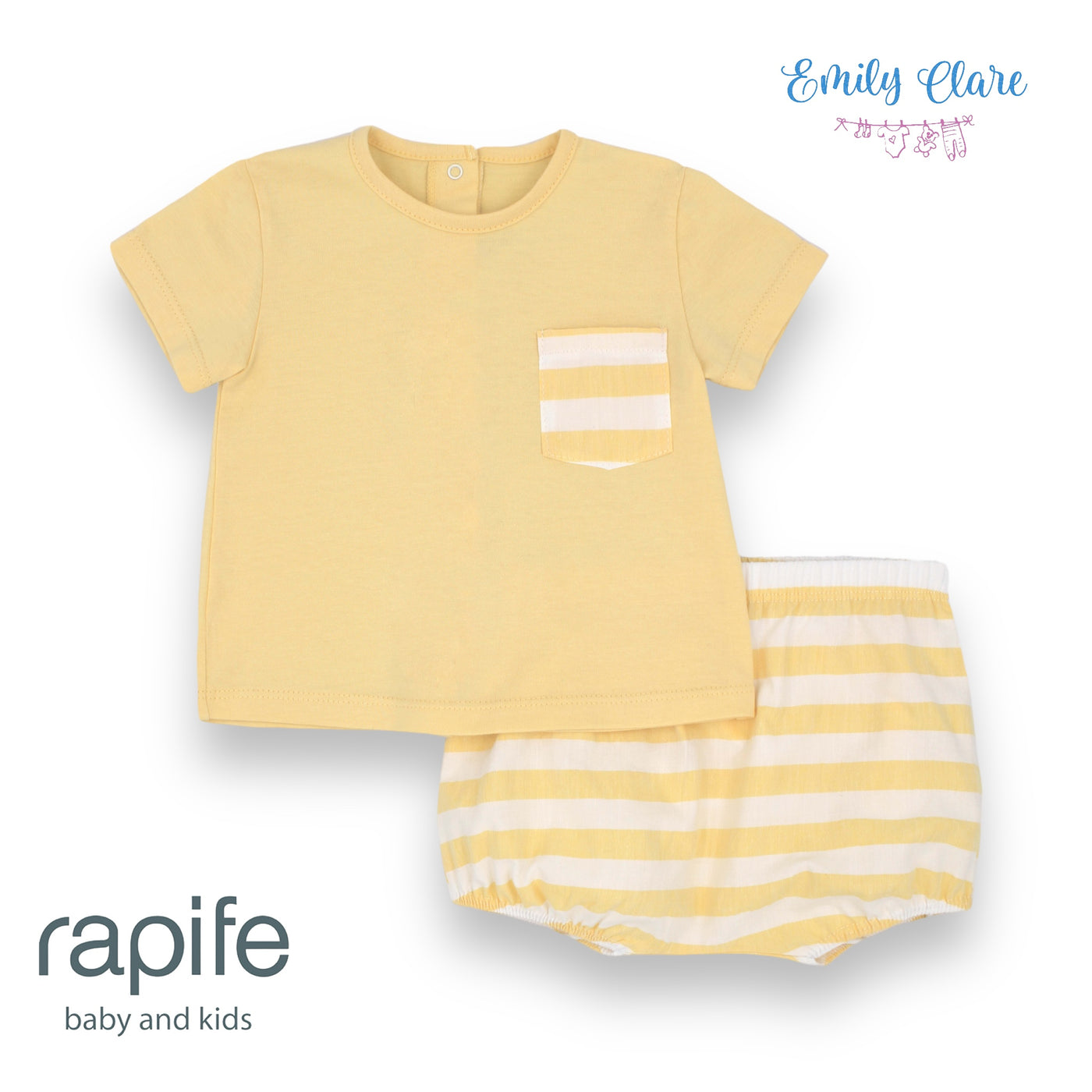 Boys Yellow Stripe T-shirt & Bloomers Set By Rapife