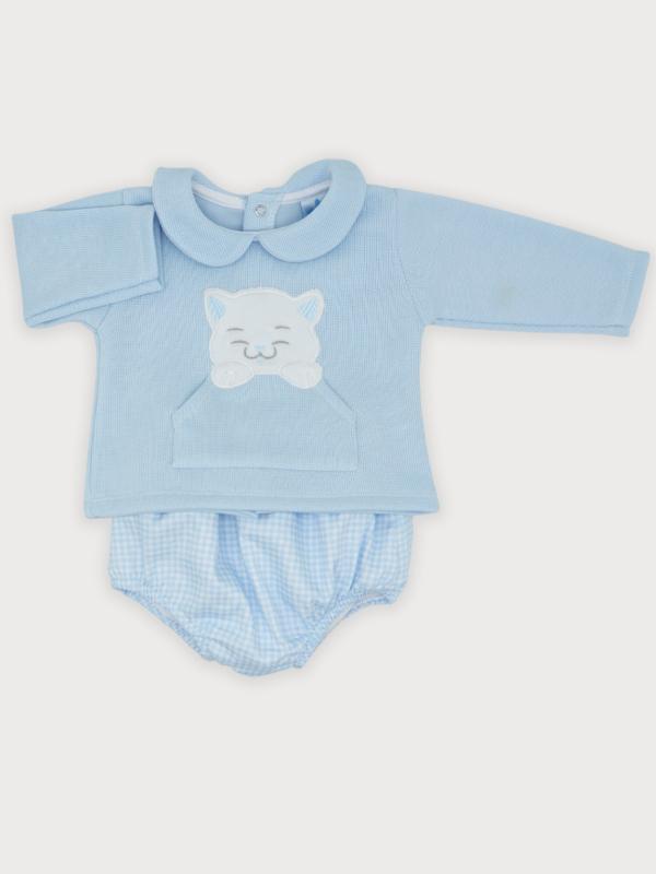 Light Blue Two Piece Jumper & Bloomer Set by Sardon