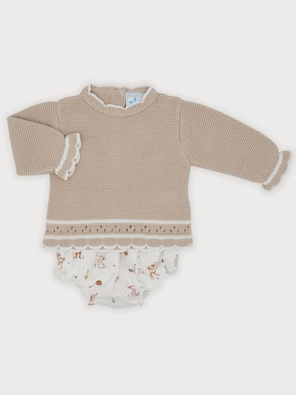 Camel 2 Piece Jersey & Bloomers Set By Sardon