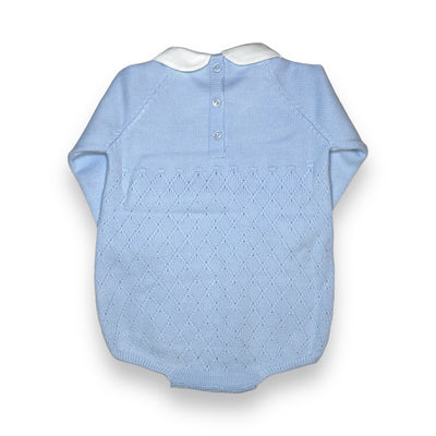 Pale Blue Knitted Baby Romper By Artesania Granlei