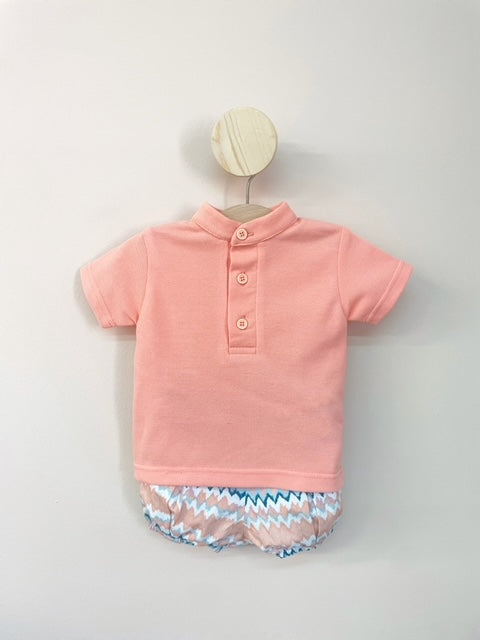 Boys Coral T-shirt & Colourful Bloomers By Eve