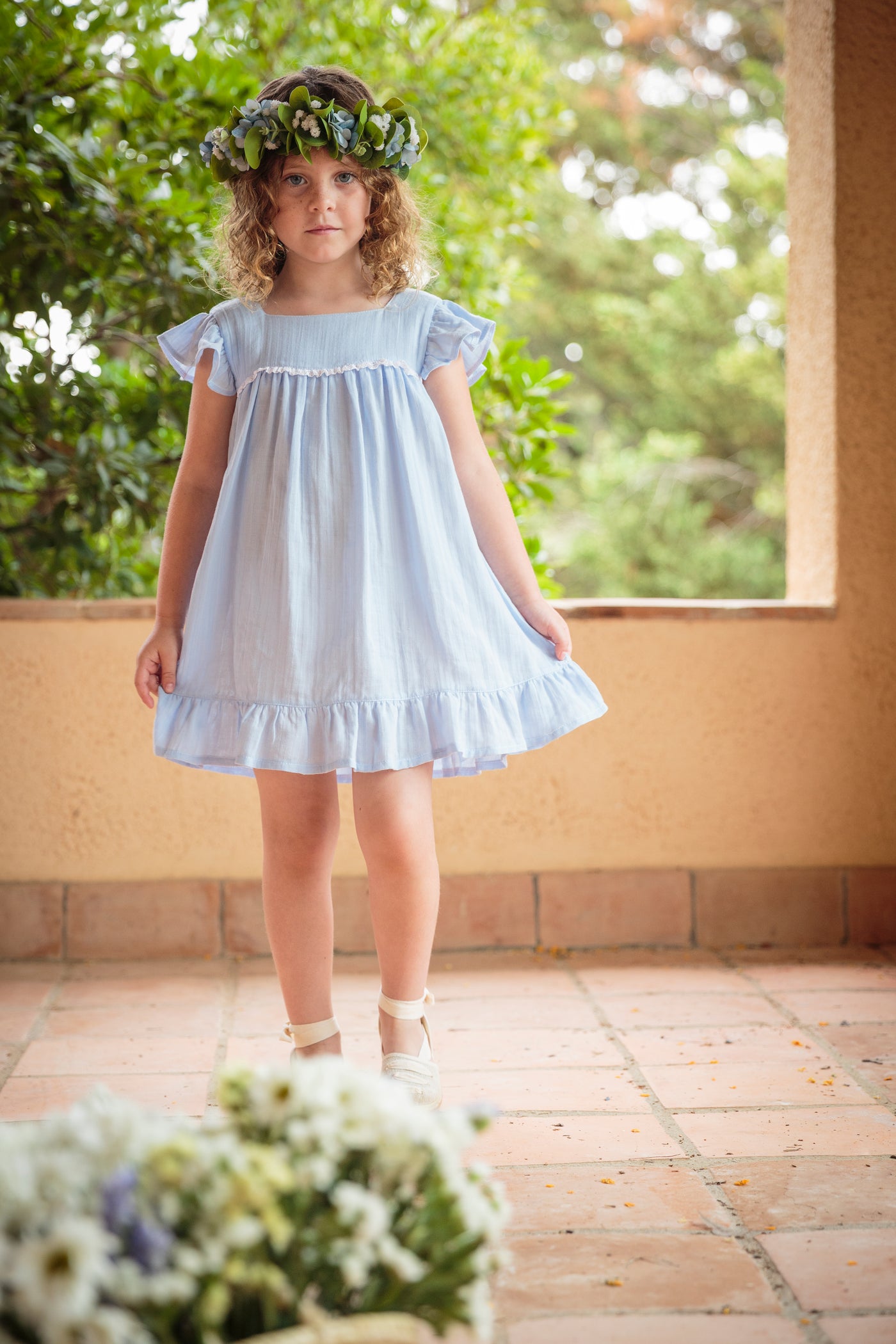 Girls Blue Cotton Dress By Babidu