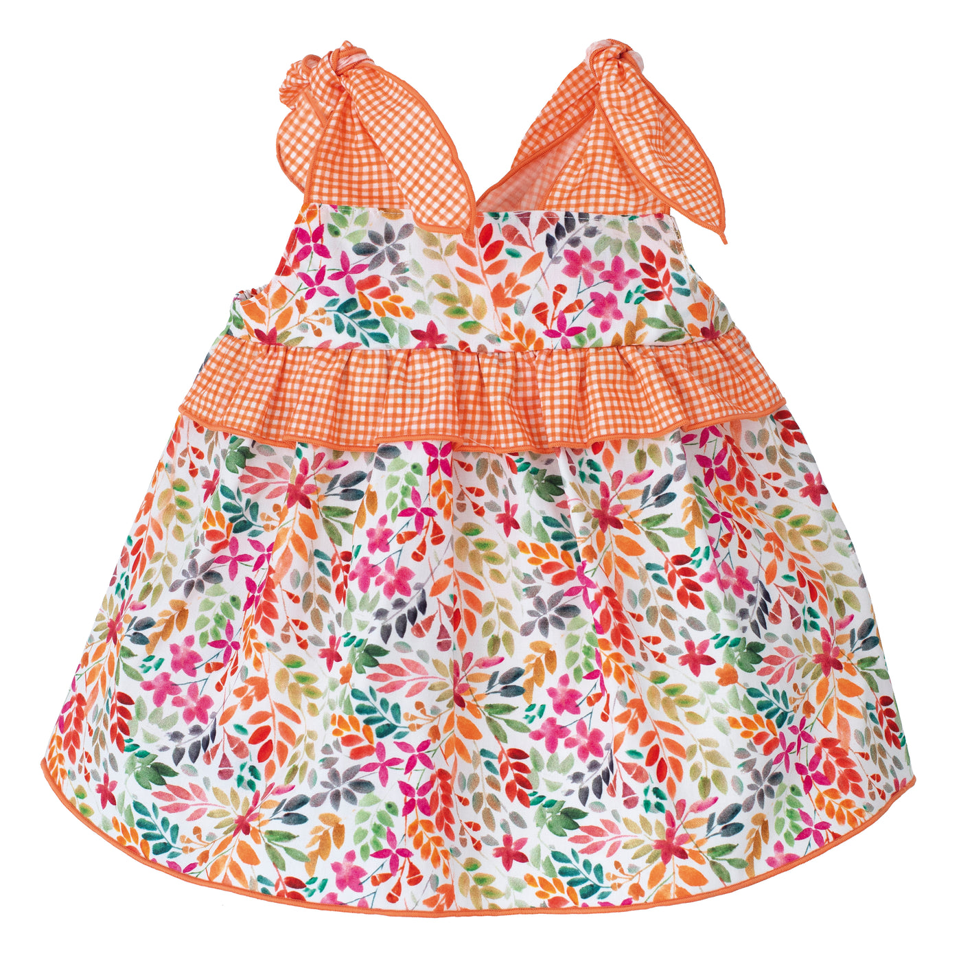 Girls Orange  Floral Print Dress By Calamaro