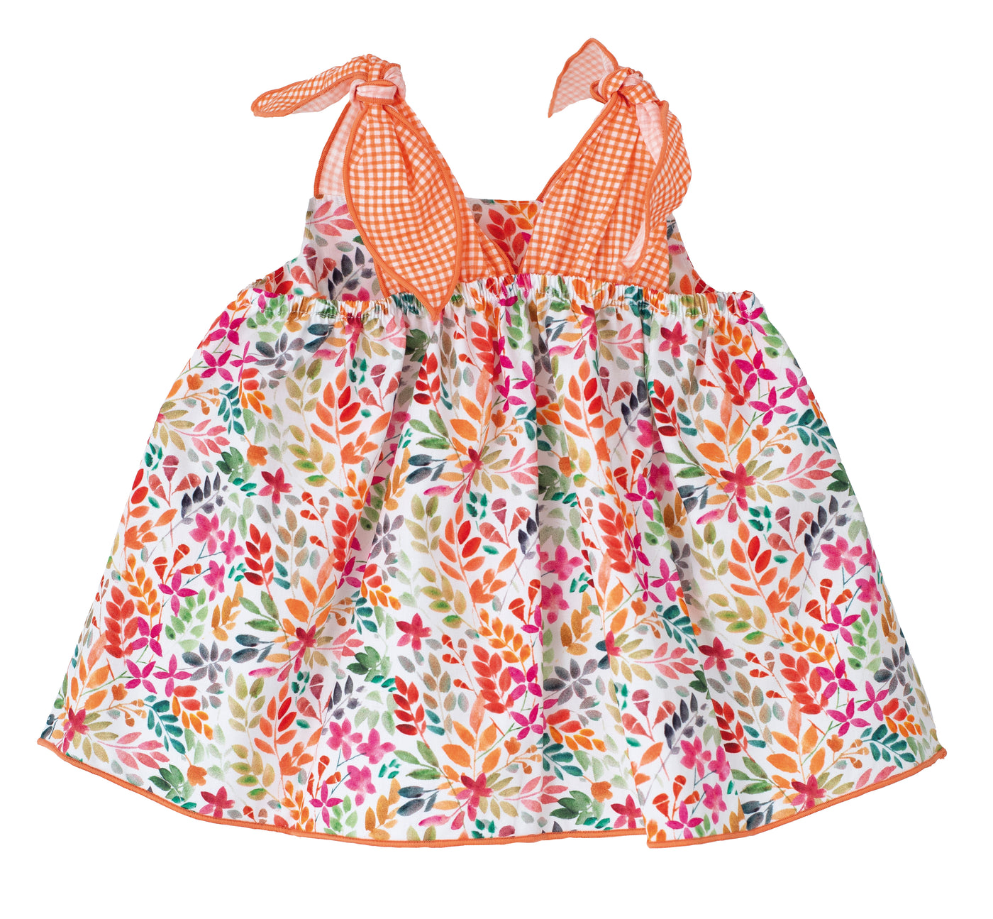 Girls Orange  Floral Print Dress By Calamaro