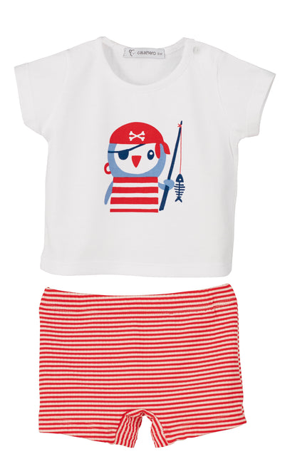 Boys Penguin Red Striped Swim Set By Calamaro