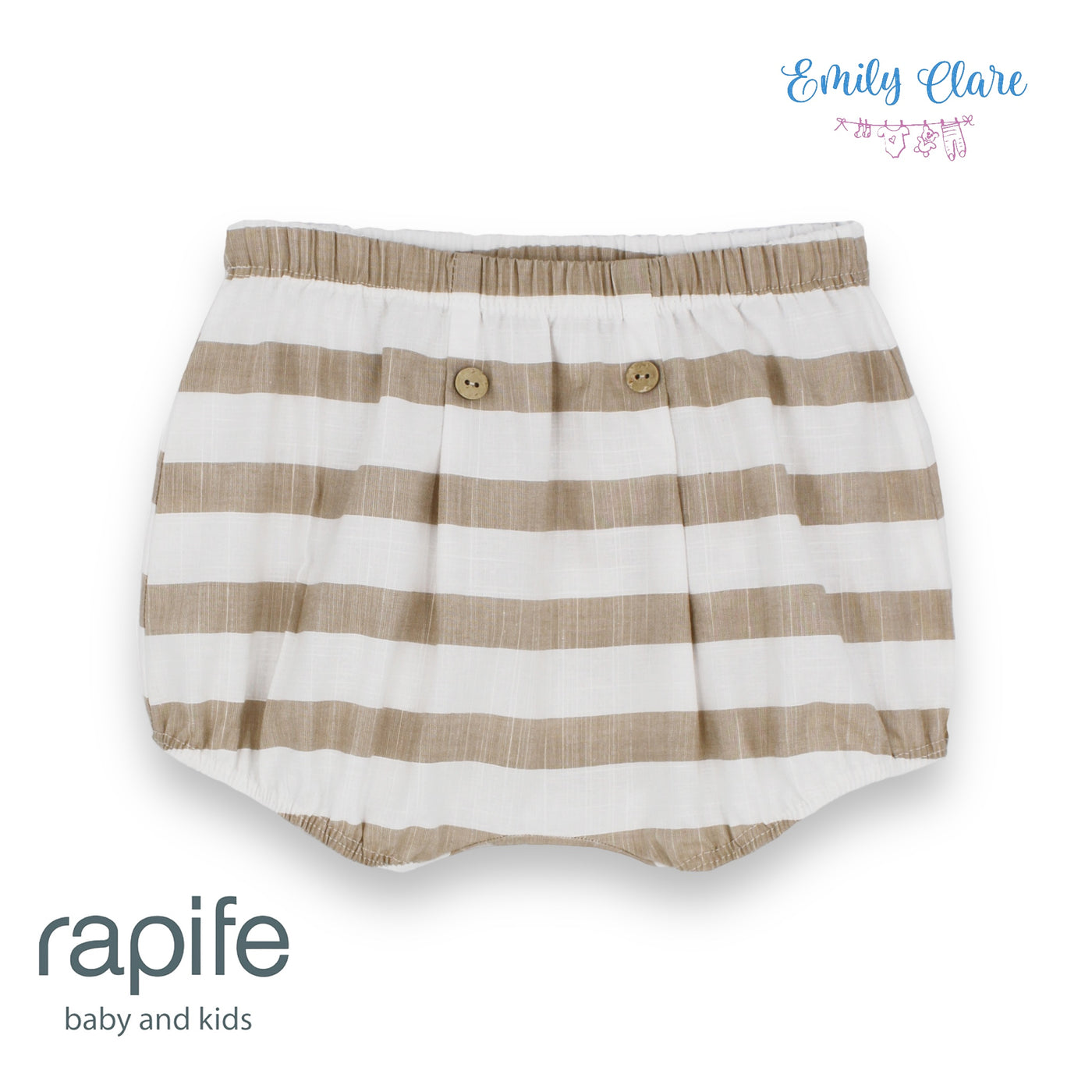 Boys White Voile Top & Camel Striped Bloomers Set By Rapife