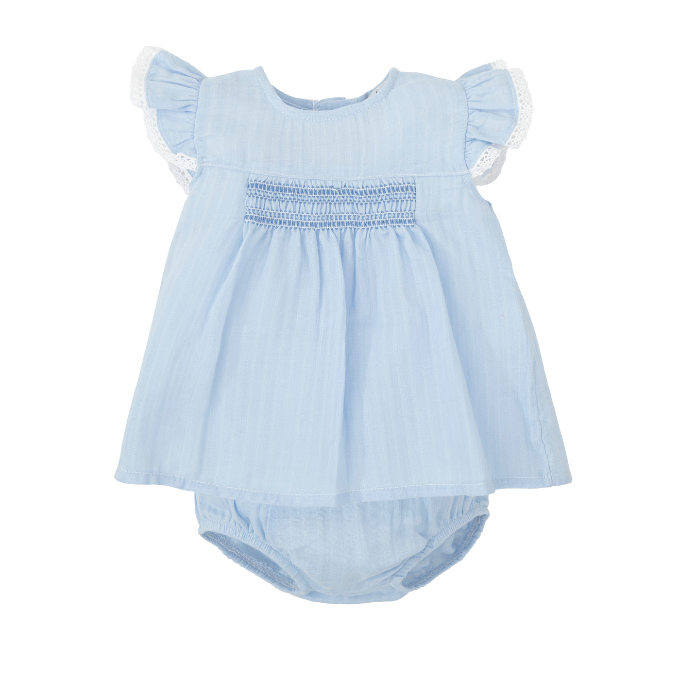 Girls Blue Cotton Dress & Bloomers By Babidu