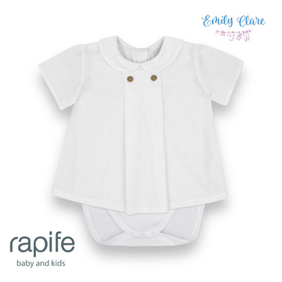 Boys White Voile Top & Camel Striped Bloomers Set By Rapife