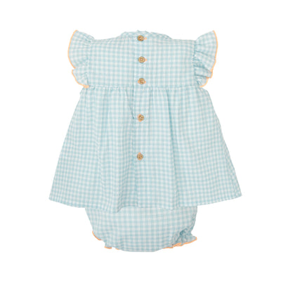 Babidu Iris Girls Gingham Dress & Bloomers Set