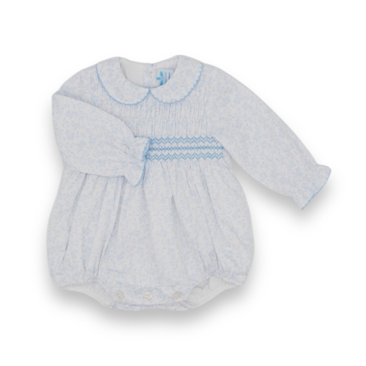 Unisex Blue & White Smocked Romper By Sardon