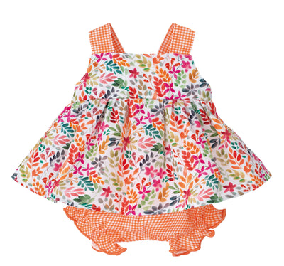 Girls Floral Orange Top & Bloomers Set By Calamaro