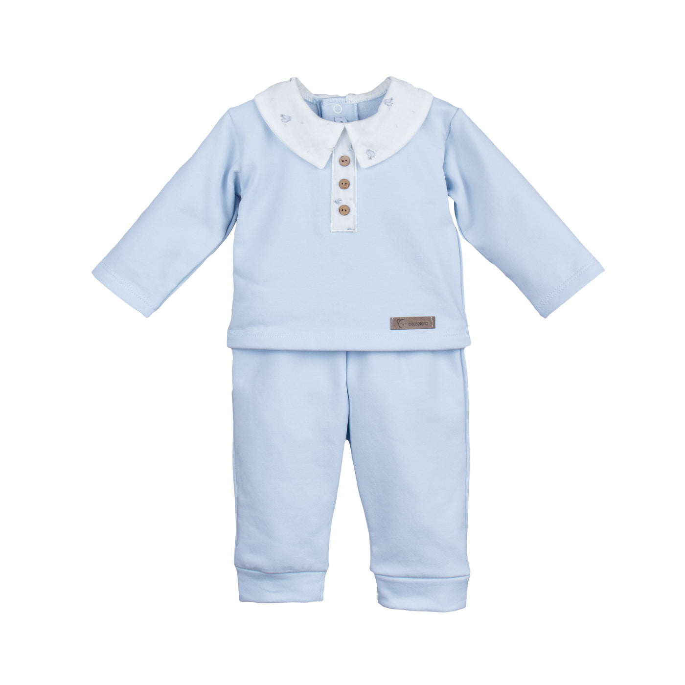 Boys Pale Blue Tracksuits With Little Bird Collar By Calamaro