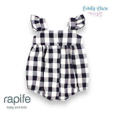 Girls Navy & White Gingham Romper By Rapife