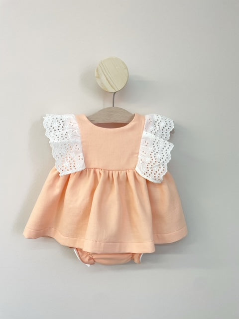 Girls Peach Dress & Bloomers By Eve