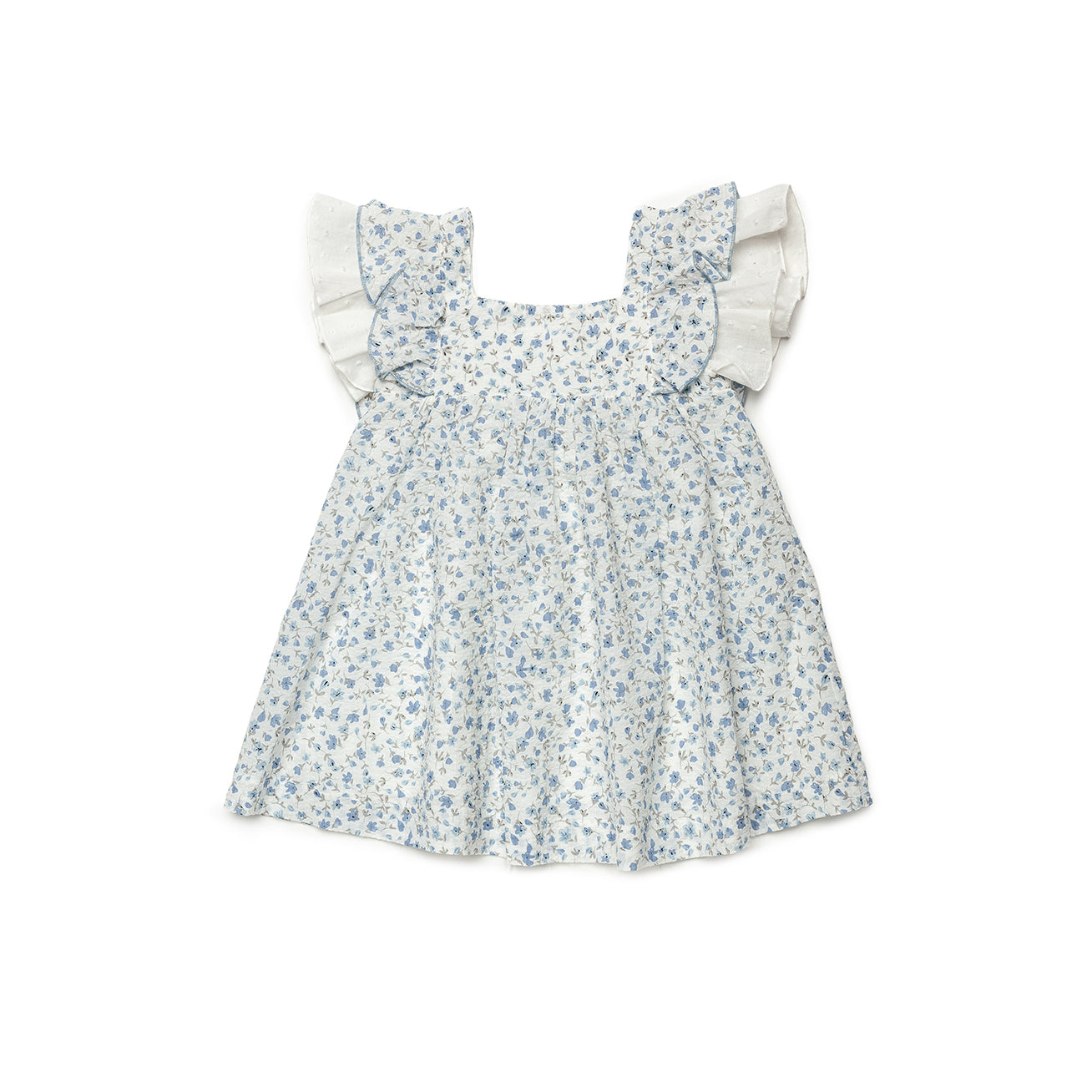 Girls Pale Blue Ruffle Floral Dress By Juliana