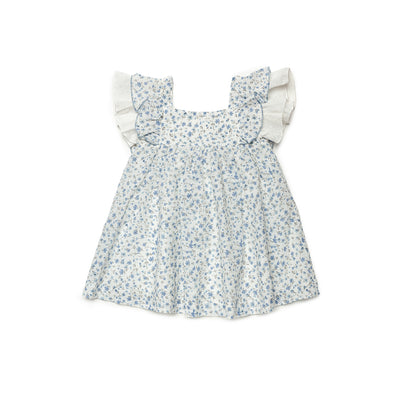 Girls Pale Blue Ruffle Floral Dress By Juliana