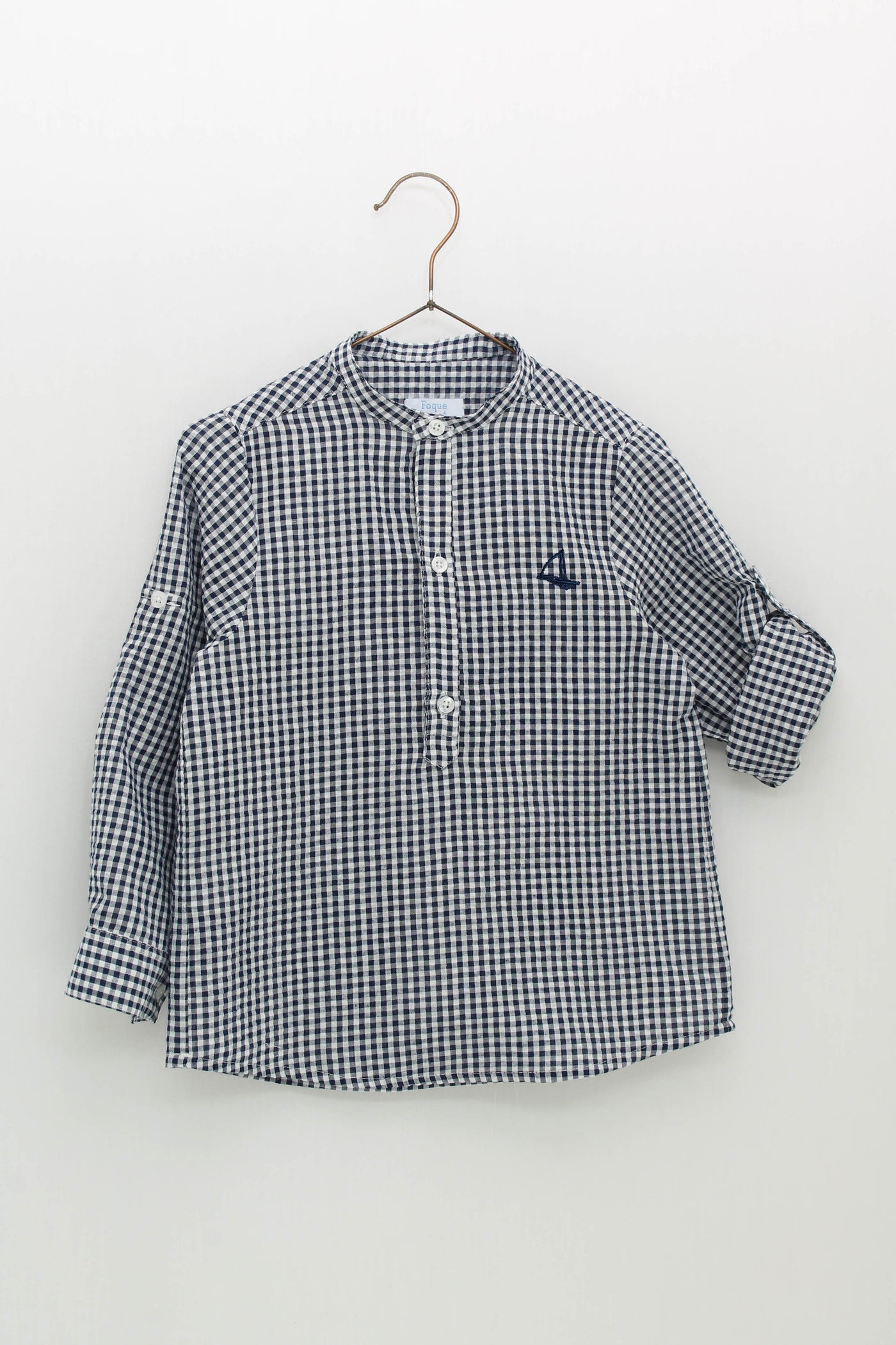 Boys Navy Gingham Shirt & White Shorts By Foque