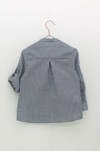 Boys Navy Gingham Shirt & White Shorts By Foque