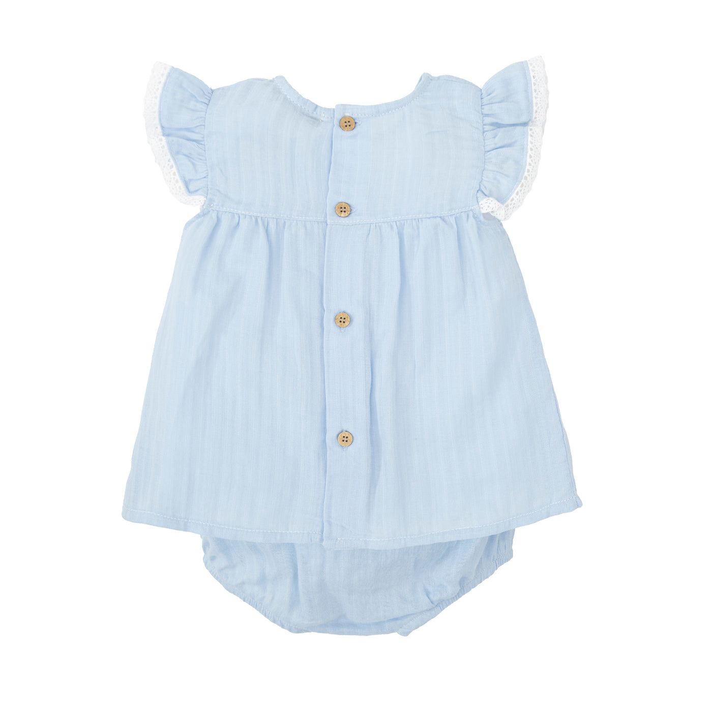 Girls Blue Cotton Dress & Bloomers By Babidu