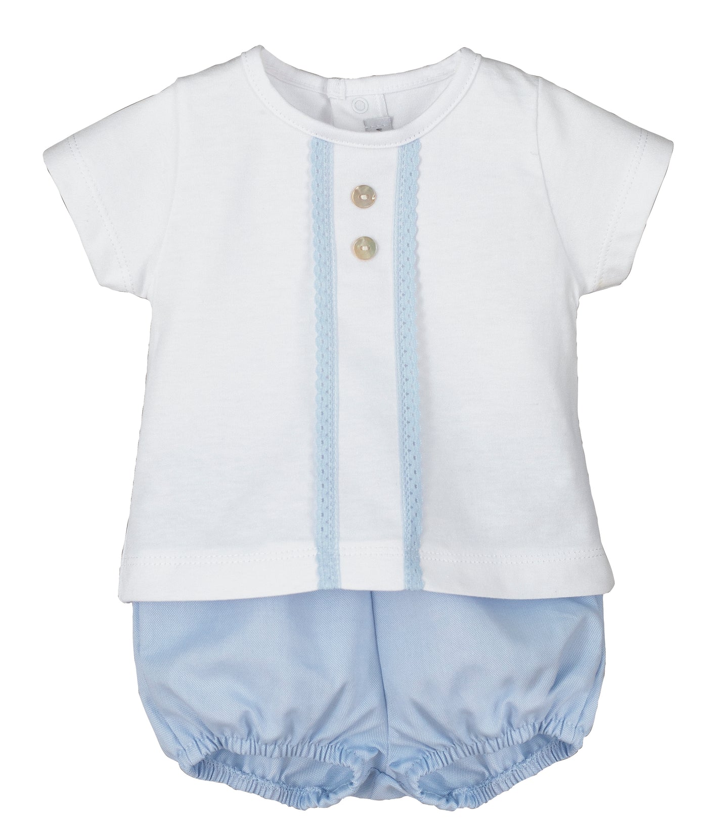 Boys White Top & Blue Jam Pants Set By Calamaro