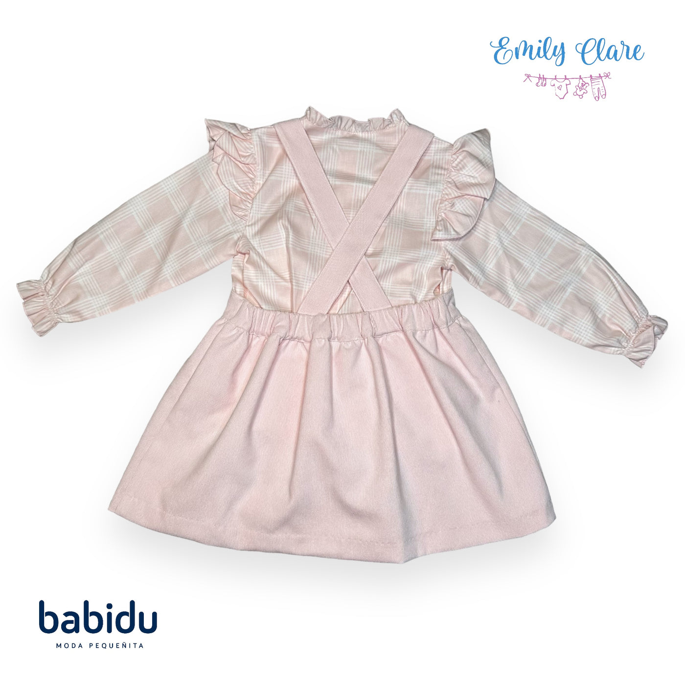 Girls Pink Blouse & Corduroy Dress Set By Babidu