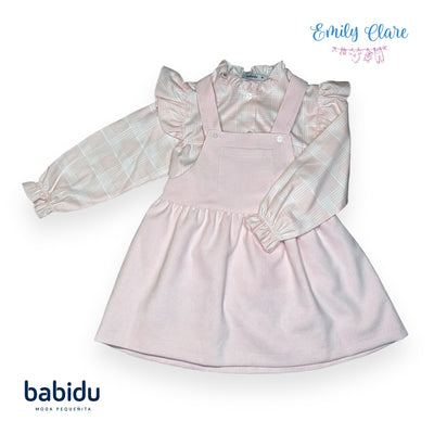 Girls Pink Blouse & Corduroy Dress Set By Babidu