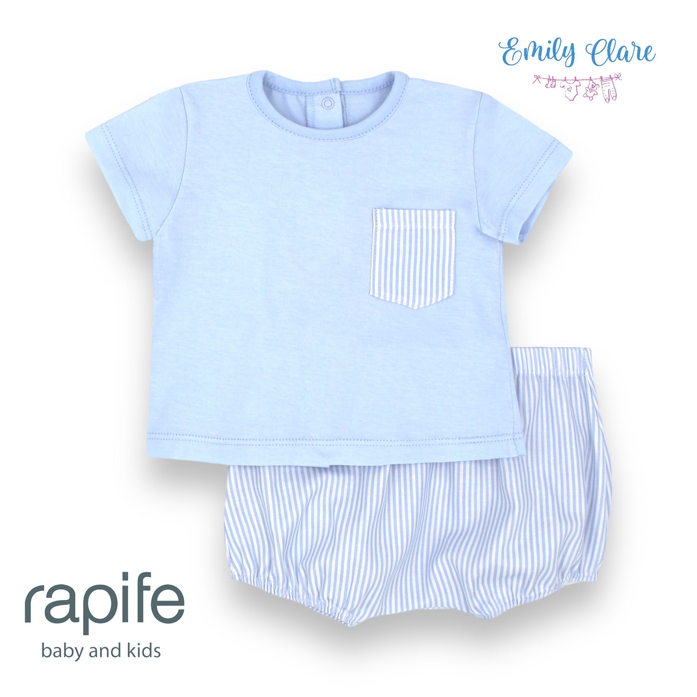 Boys Pale Blue T-shirt & Bloomers By Rapife