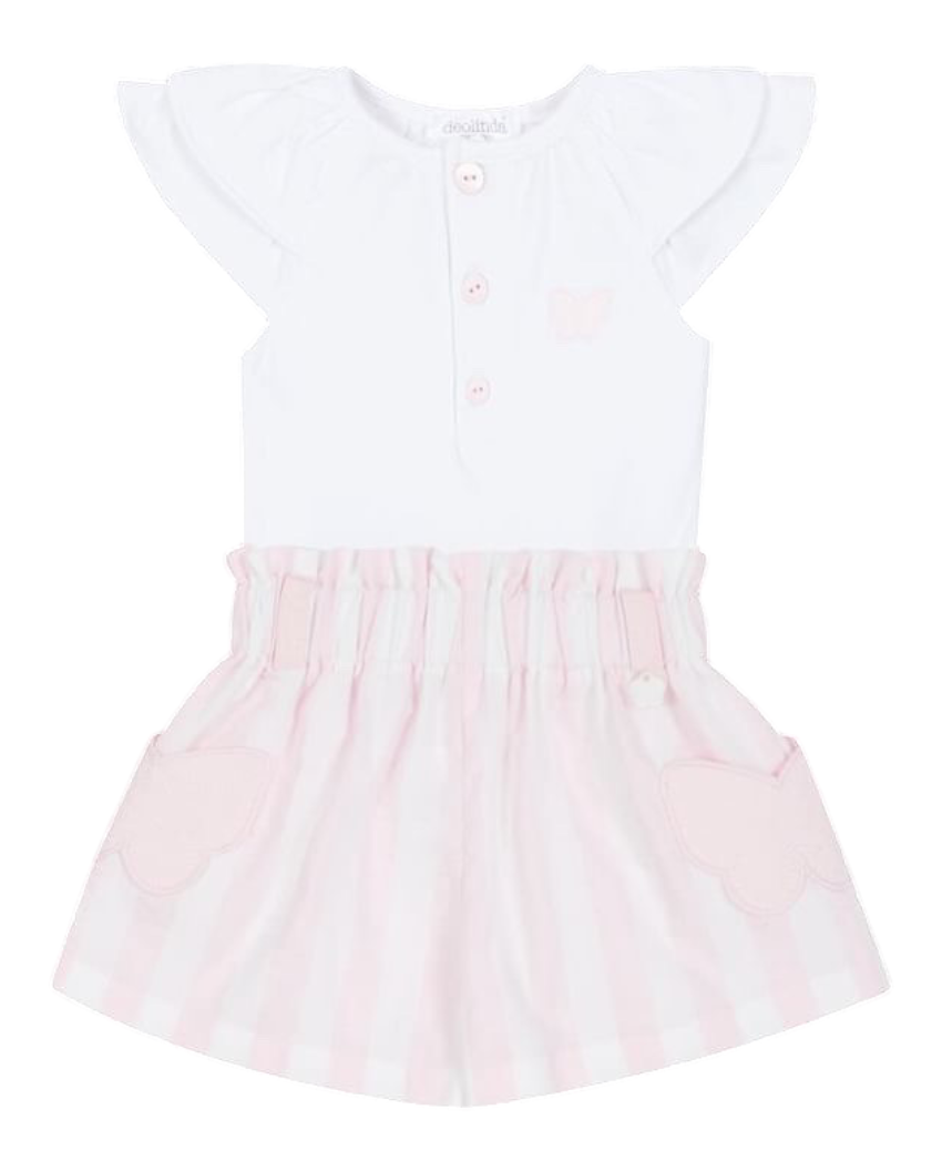 Girls Deolinda White Top & Butterfly Shorts By Deolinda