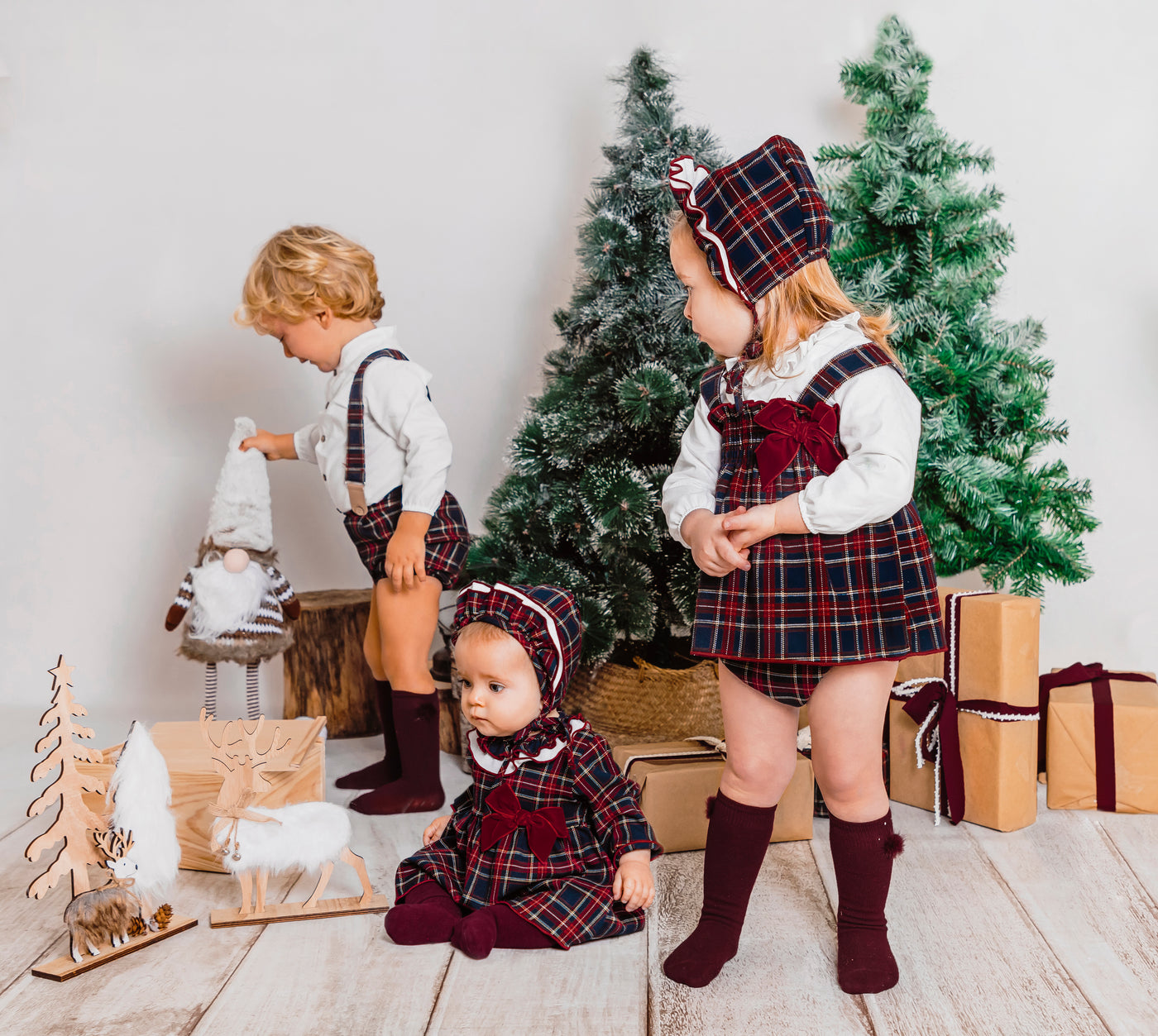 Boys White Shirt & Tartan Shorts Set By Calamaro