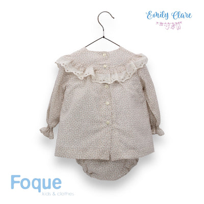 Girls Pink Floral Dress & Bloomers By Spanish Brand Foque