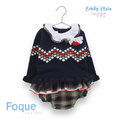 Girls Navy Jumper & Jam Pants Set By Foque