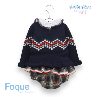 Girls Navy Jumper & Jam Pants Set By Foque