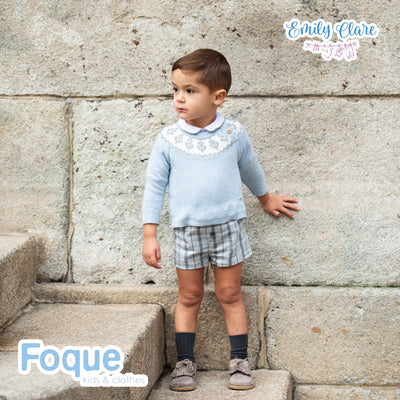 Boys Blue Knitted Jumper & Shorts Set By Foque