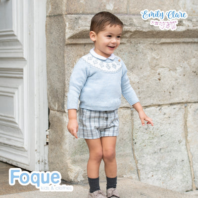 Boys Blue Knitted Jumper & Shorts Set By Foque