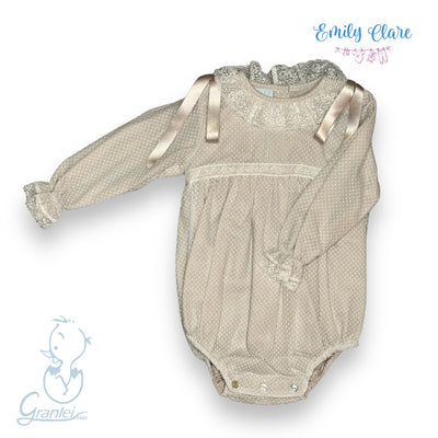 Girls Ivory & Sand Romper By Artesania Granlei