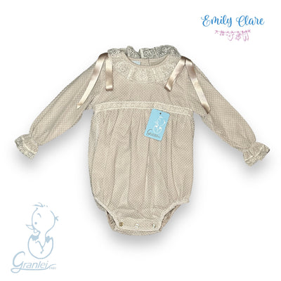 Girls Ivory & Sand Romper By Artesania Granlei