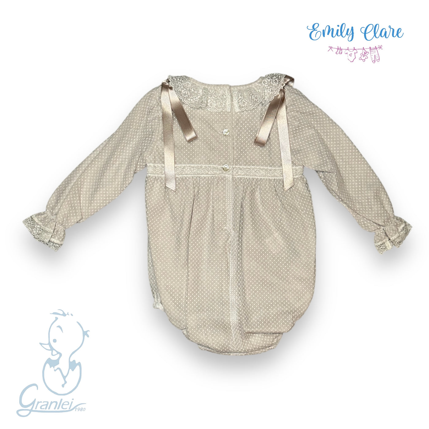 Girls Ivory & Sand Romper By Artesania Granlei